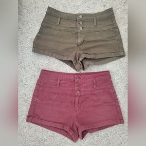 Refuge Women's high wasited button shorts